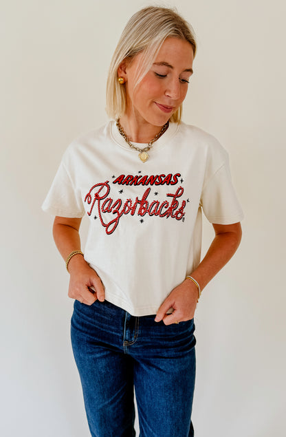 ARKANSAS LASSO CROPPED HEAVYWEIGHT TEE