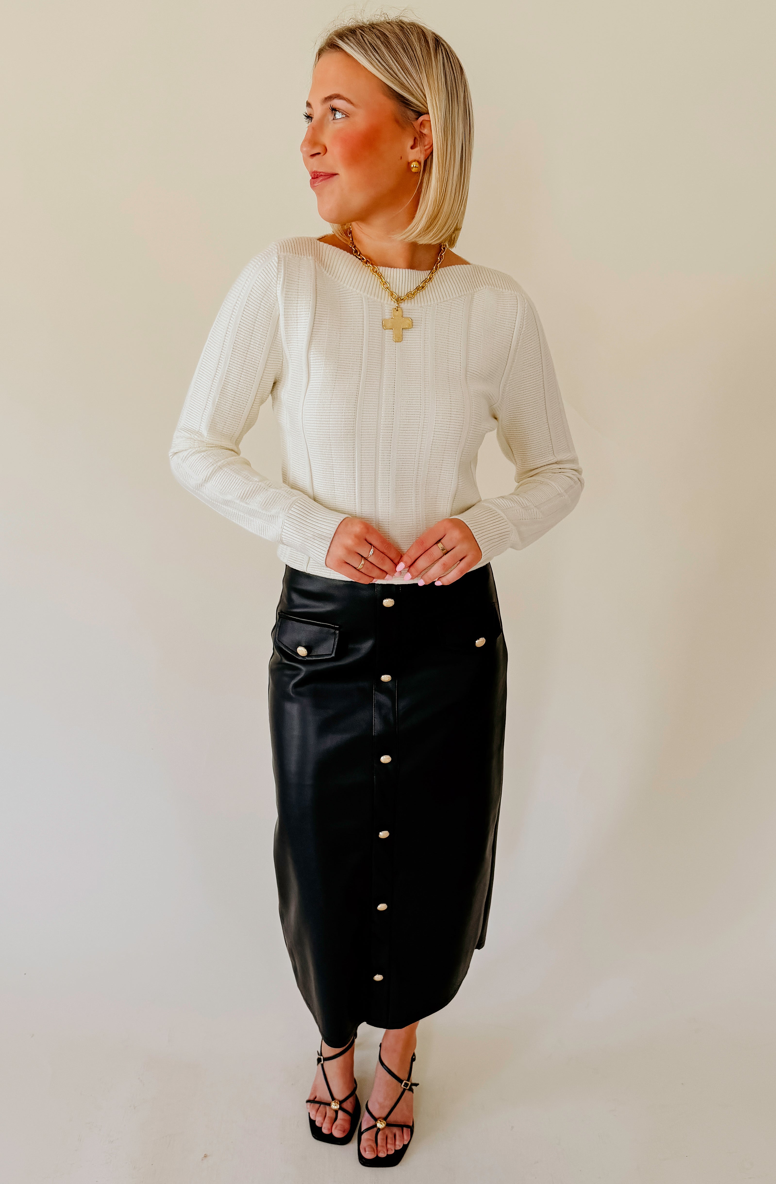 FAUX SHOW FAUX LEATHER SKIRT