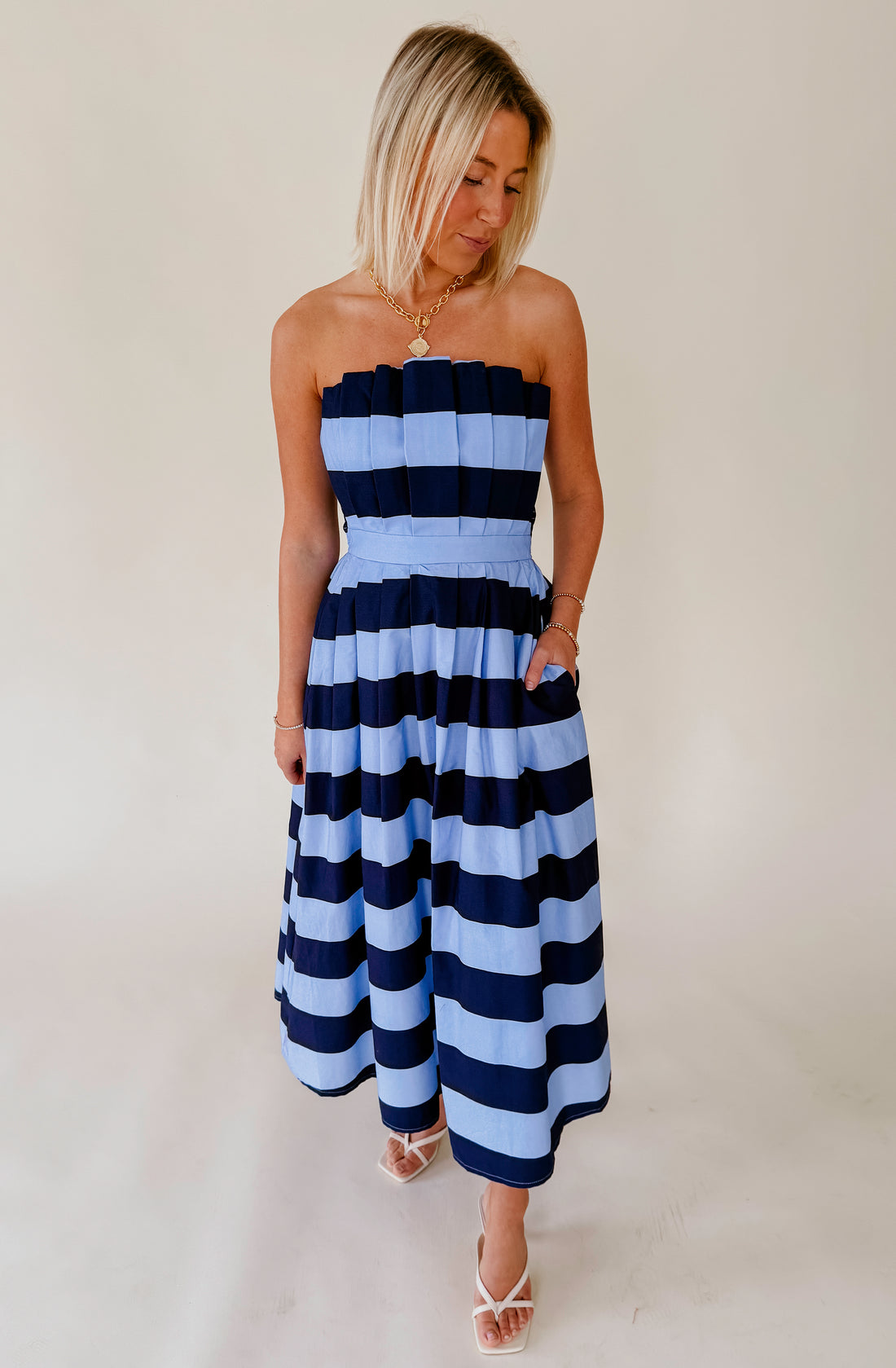 TAKE ME TO NANTUCKET STRAPLESS DRESS