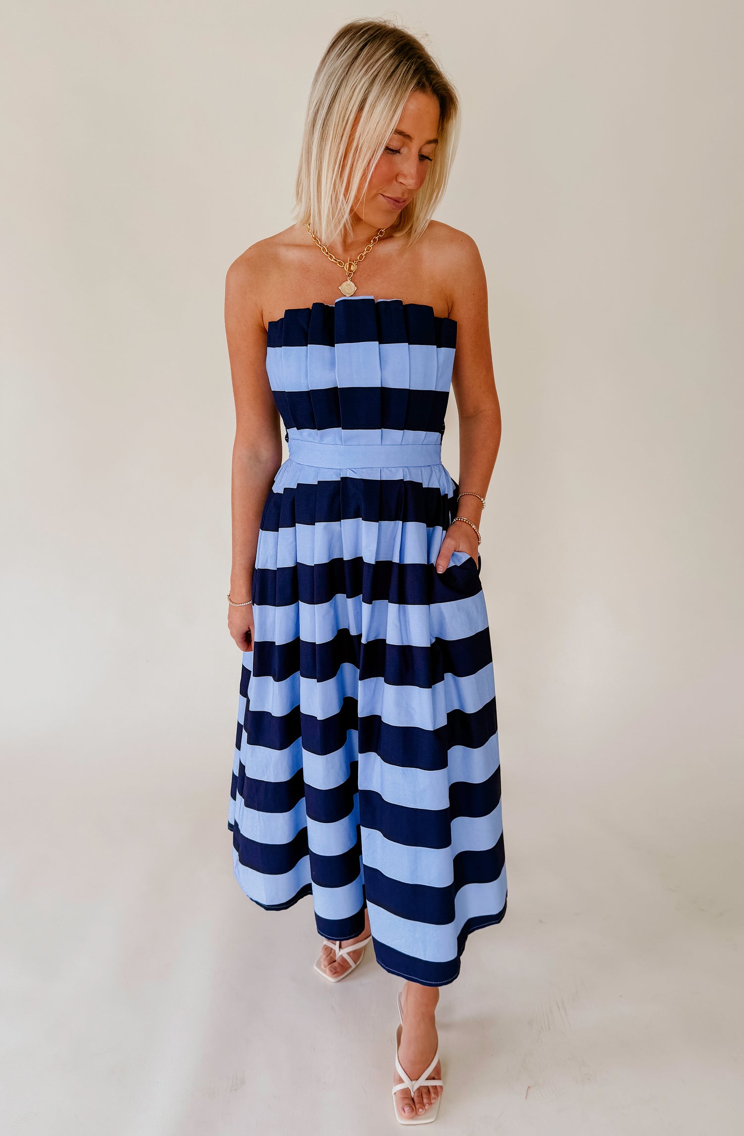 TAKE ME TO NANTUCKET STRAPLESS DRESS