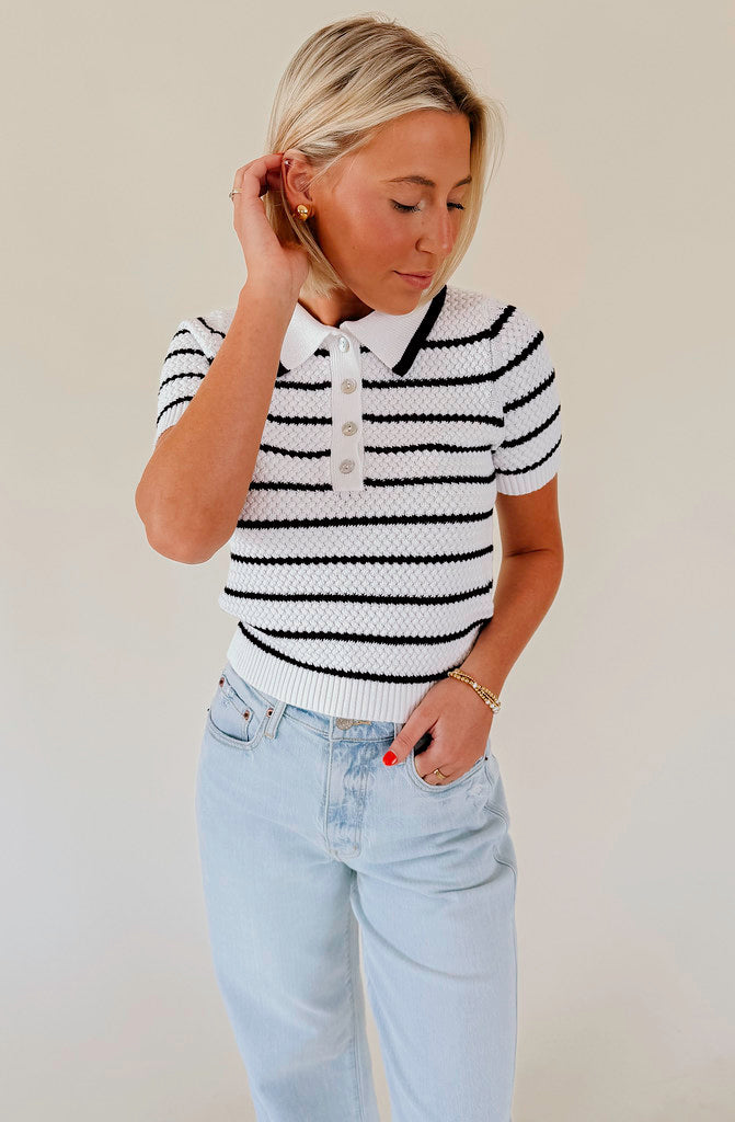 LUCY PARIS DAVEY STRIPE KNIT TOP