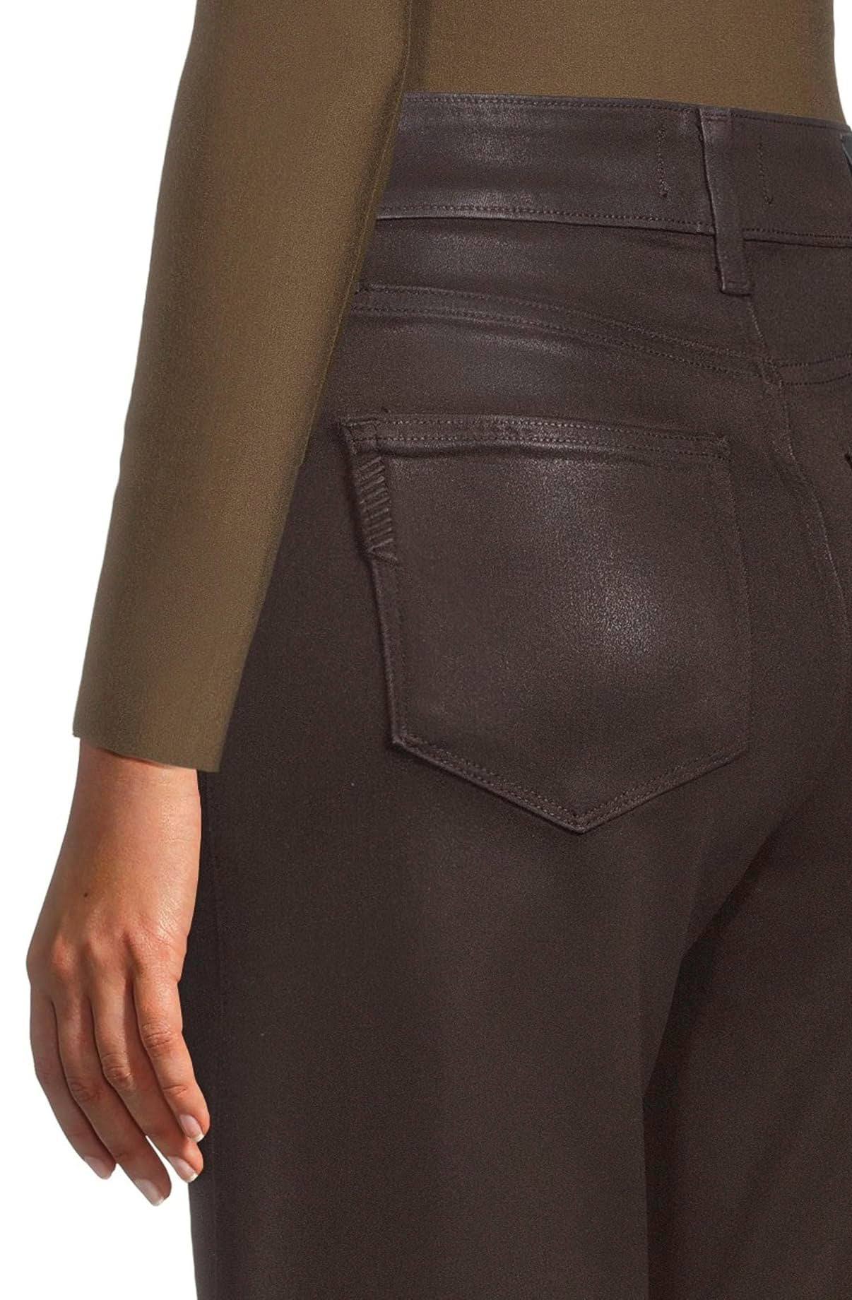 PAIGE ANESSA LUXE COATED DENIM IN CHICORY COFFEE