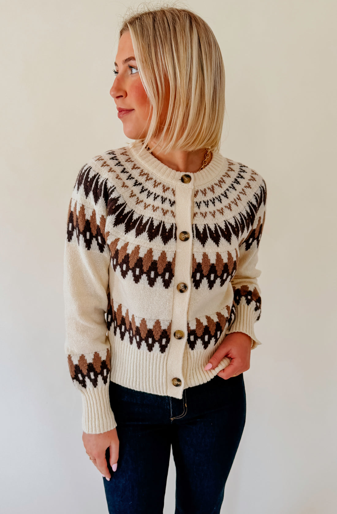 COFFEEHOUSE BUTTONED CARDIGAN