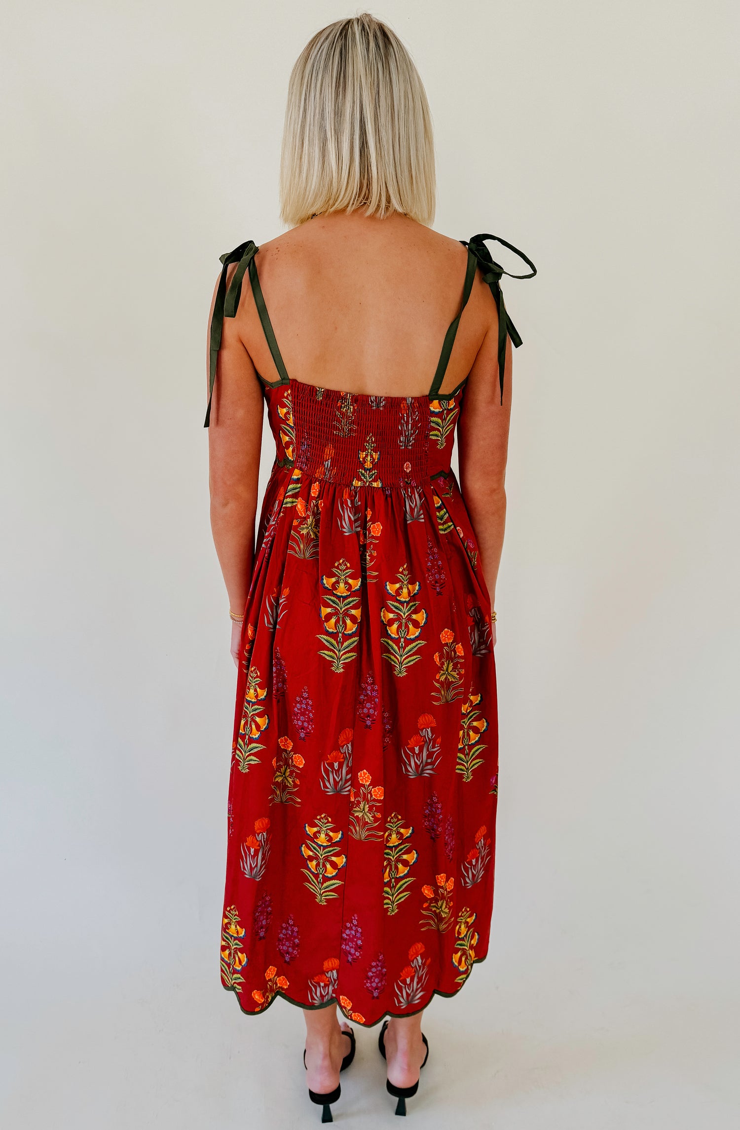 WINE-ING DOWN FLORAL MIDI DRESS