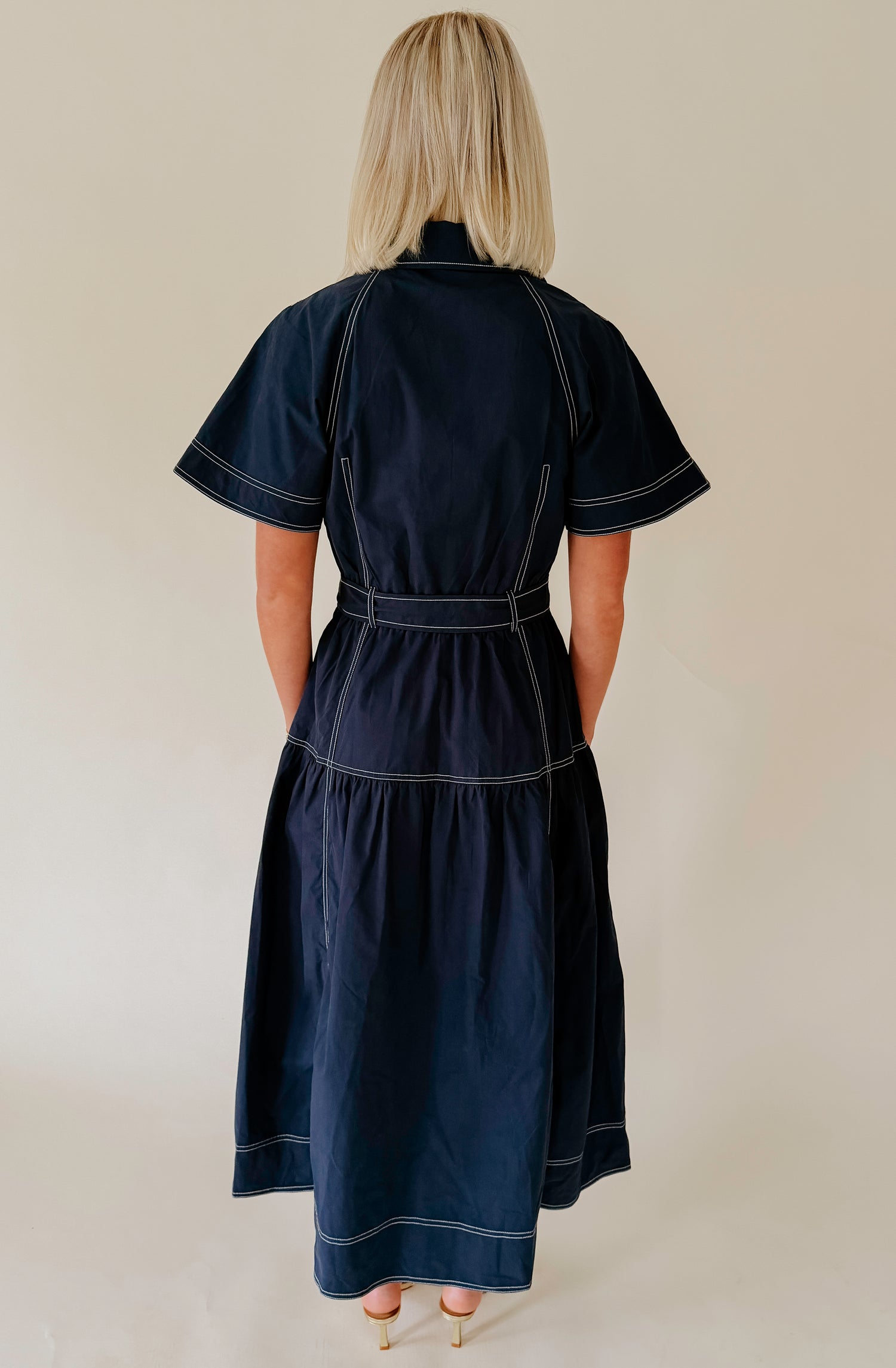 BY THE WAY POPLIN MIDI DRESS