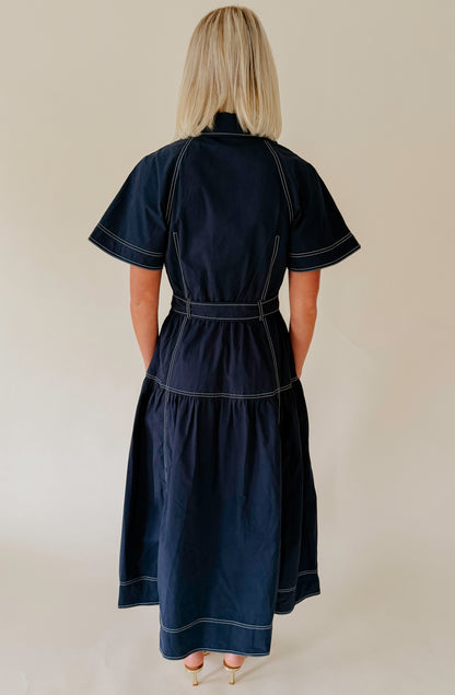 BY THE WAY POPLIN MIDI DRESS