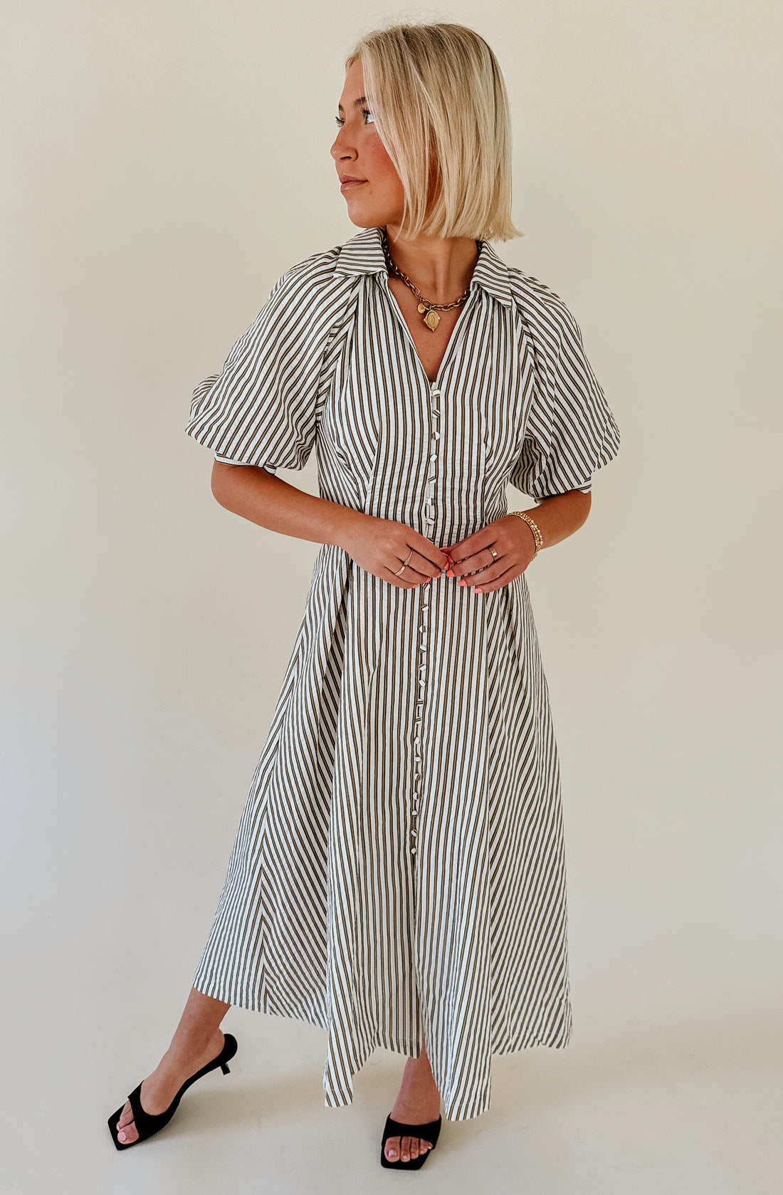 DAY BY DAY STRIPED MIDI