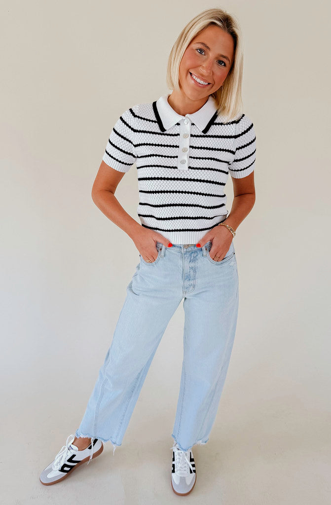 LUCY PARIS DAVEY STRIPE KNIT TOP