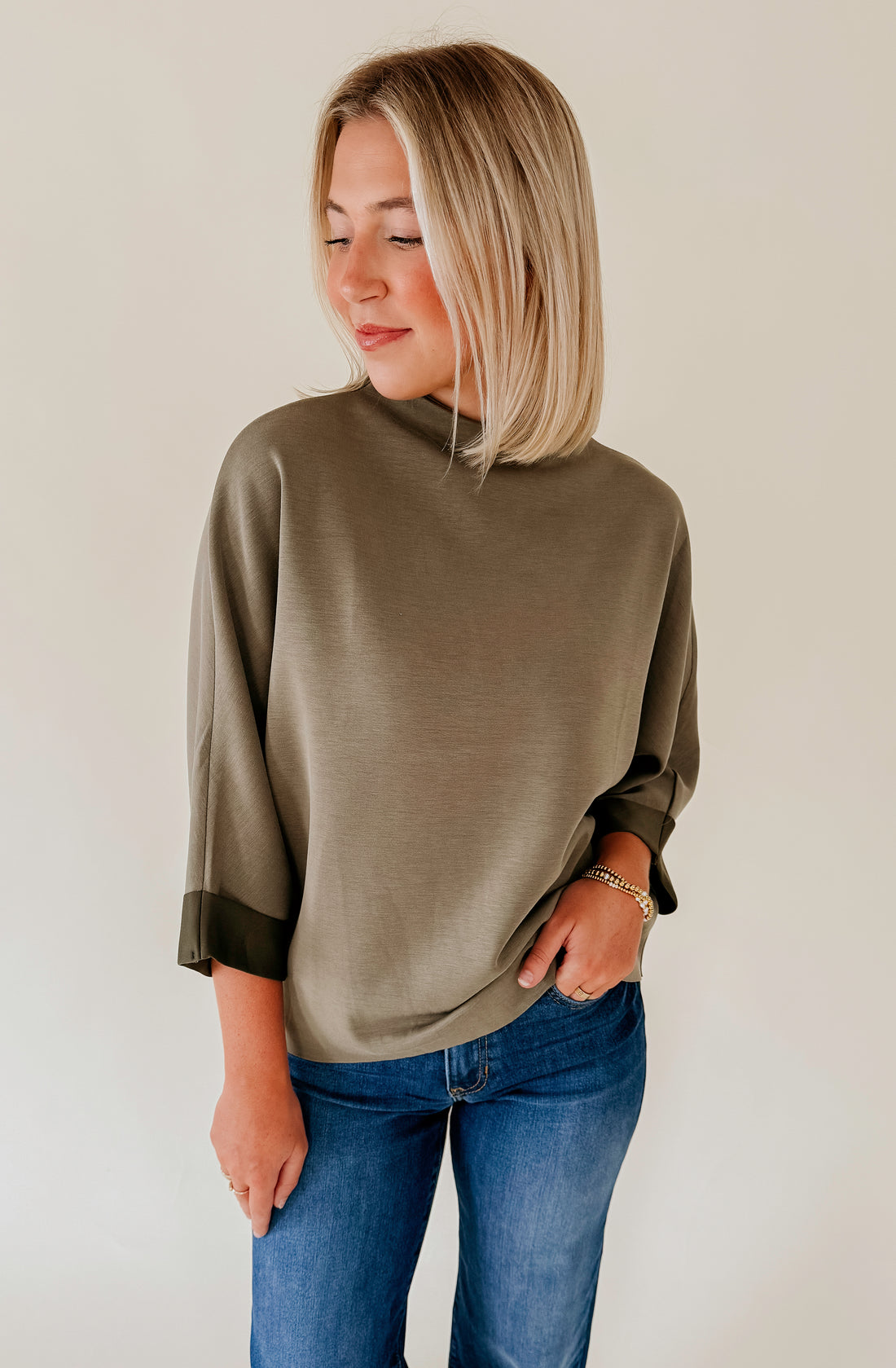 GOOD GOING MODAL BLEND 3/4 SLEEVE TOP