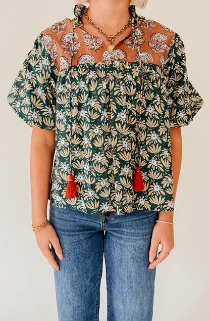 FEELS LIKE FALL PRINTED BLOUSE