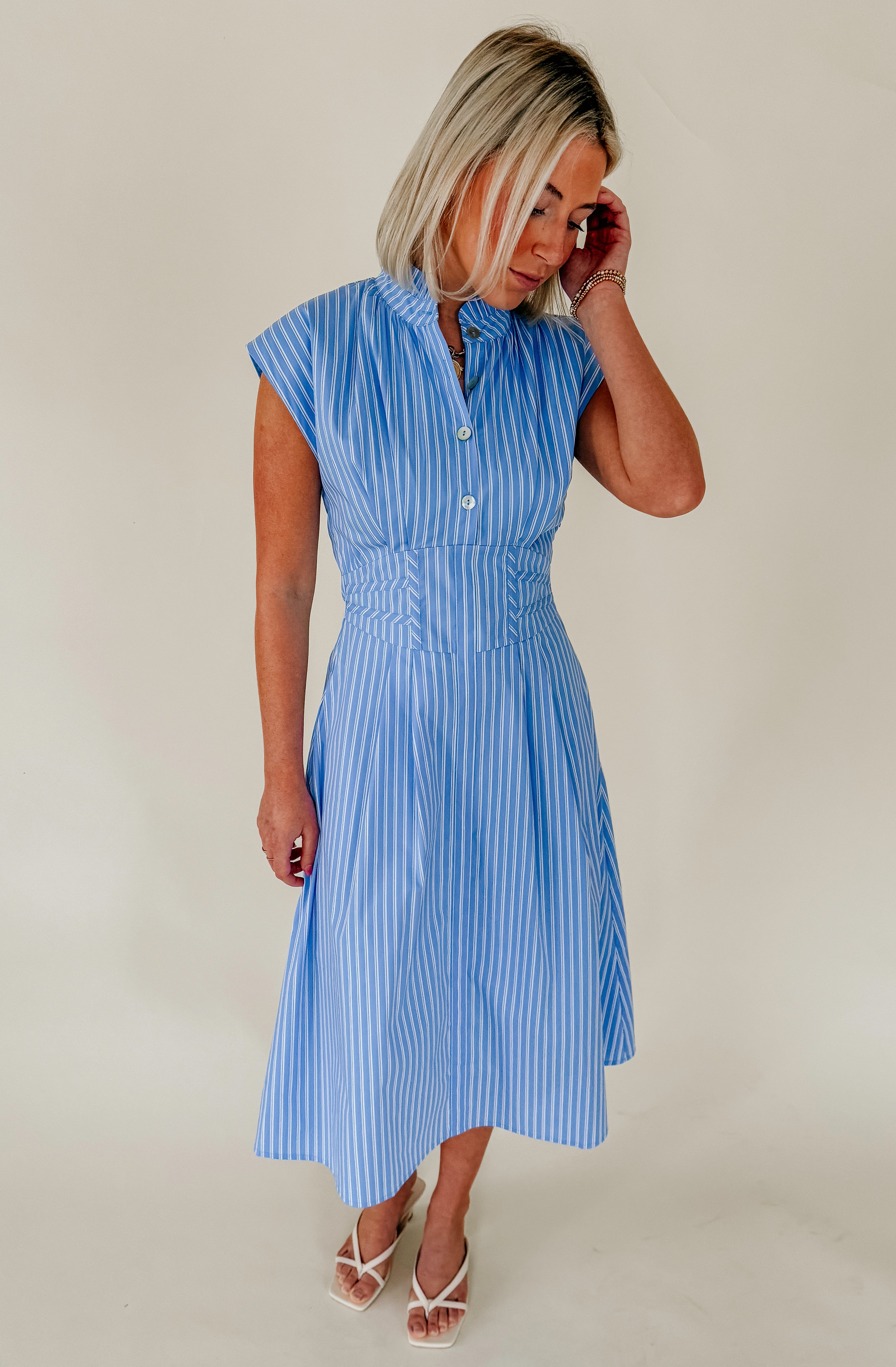 WINDY CITY STRIPED MIDI
