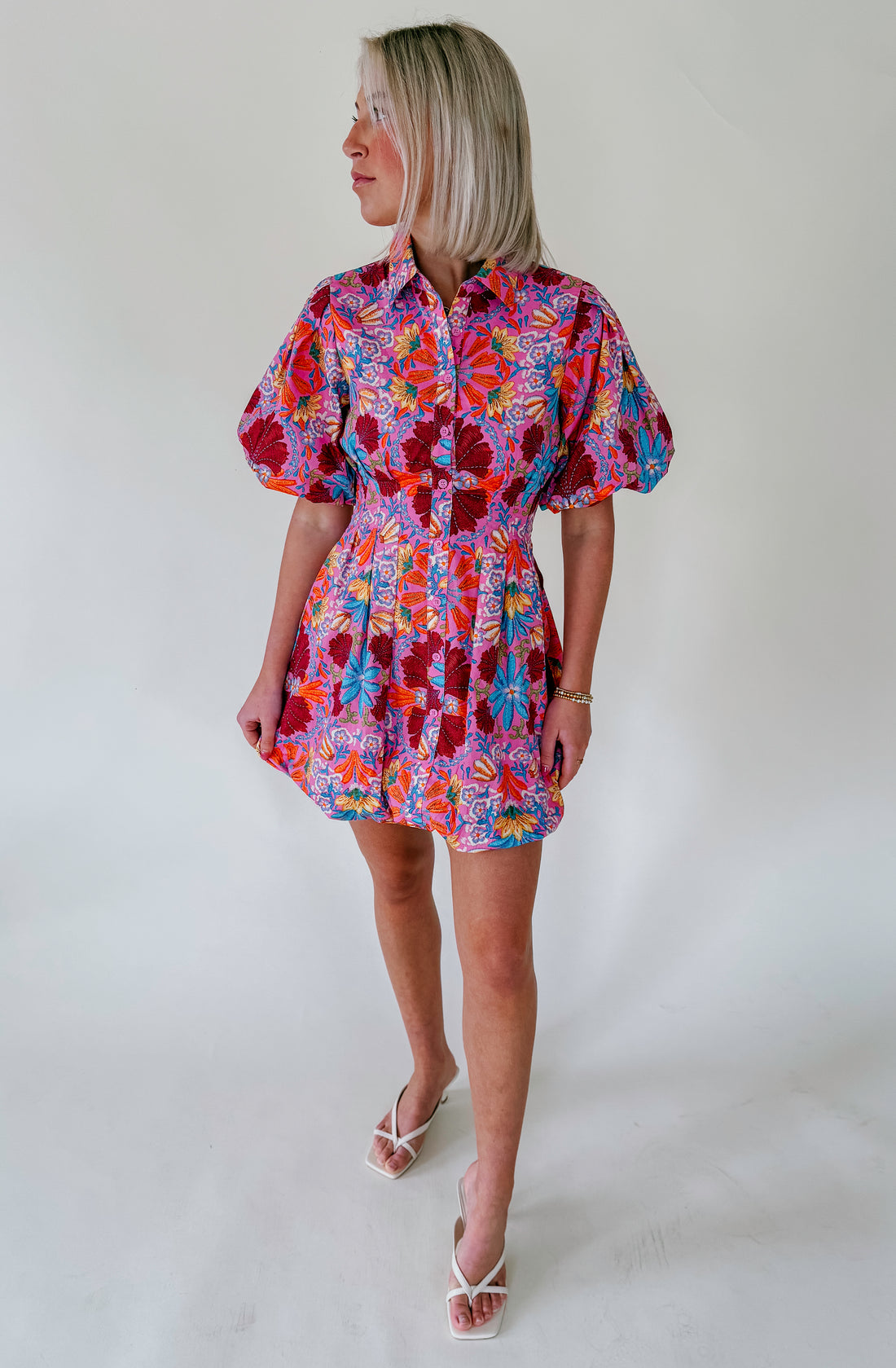 SUMMER BLOOMS BUTTONED DRESS