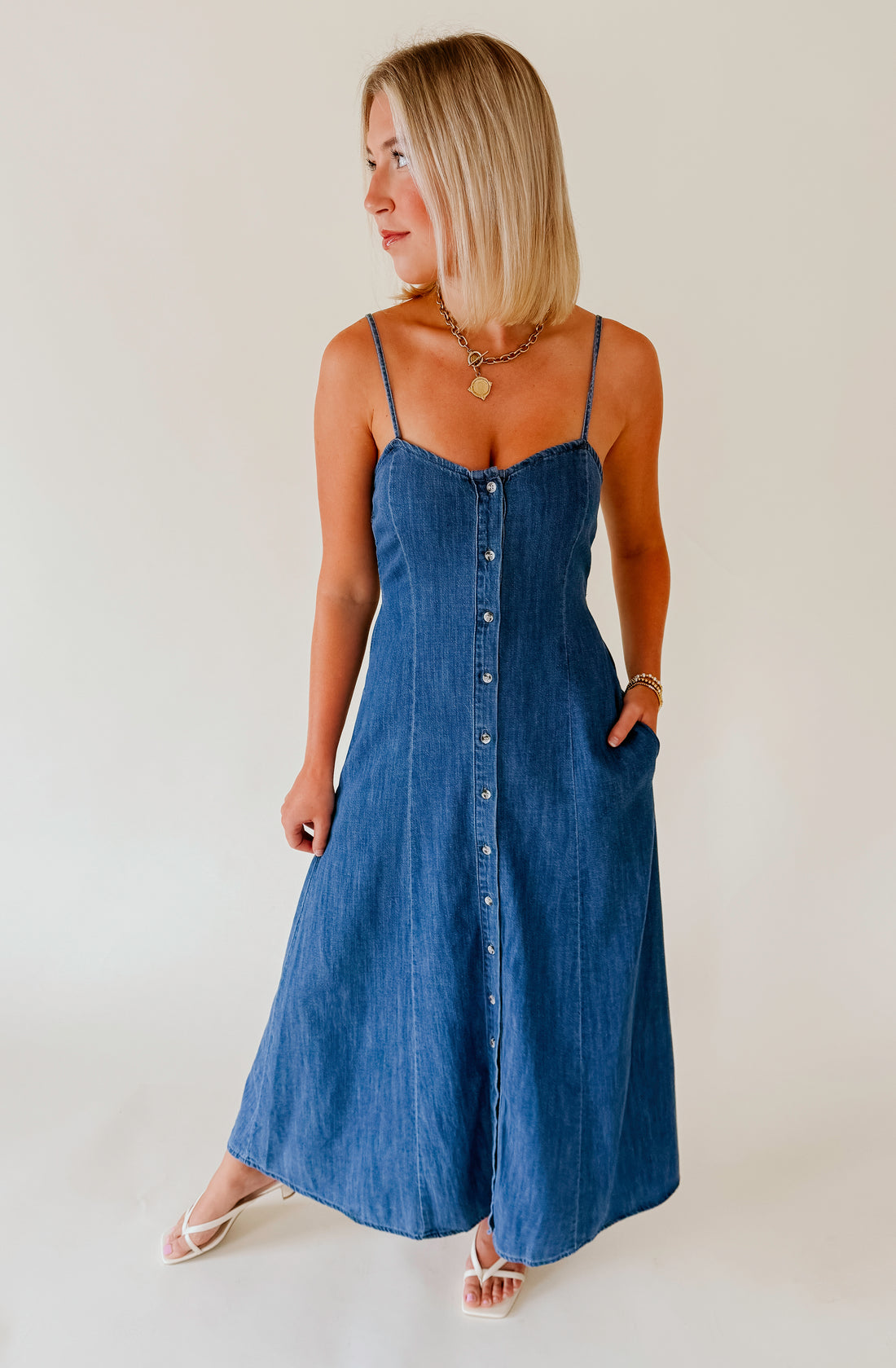 Z SUPPLY ANGEL EYES DENIM MIDI DRESS