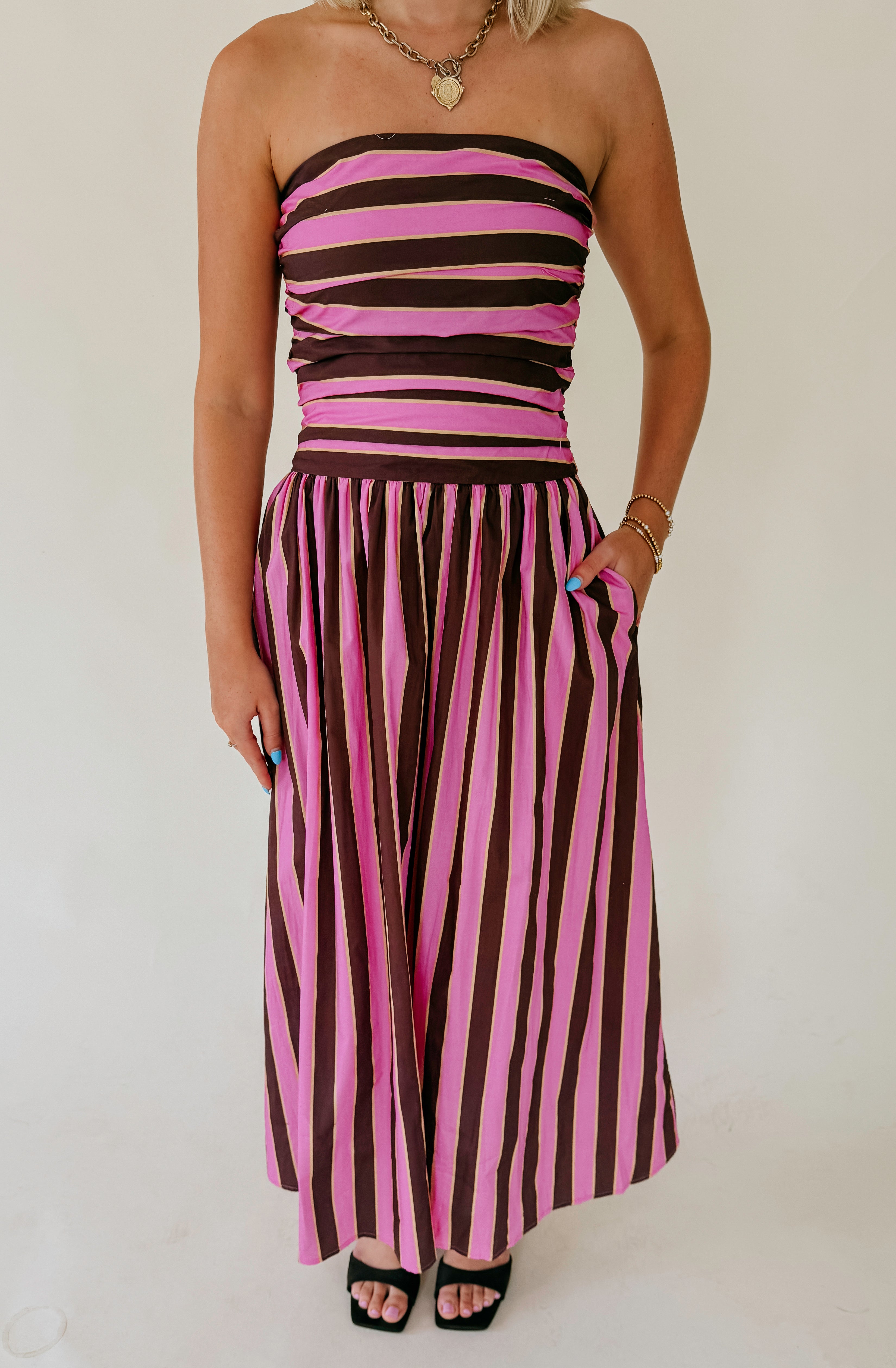 HEIDI STRIPED MIDI DRESS