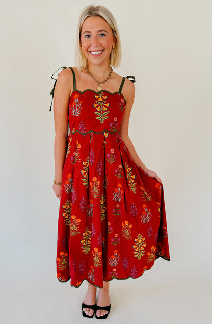 WINE-ING DOWN FLORAL MIDI DRESS