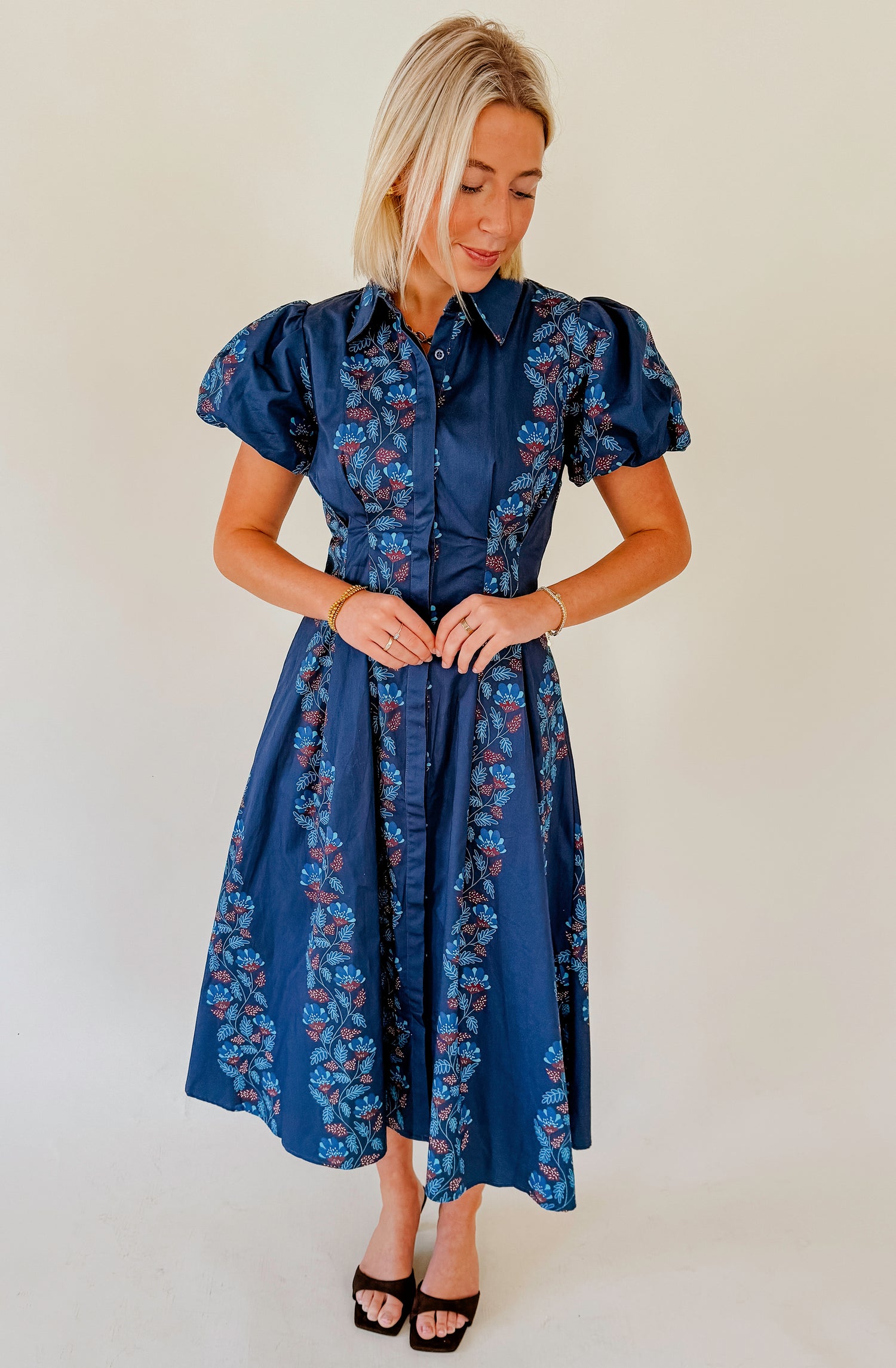 WINTER BLUES FLORAL MIDI