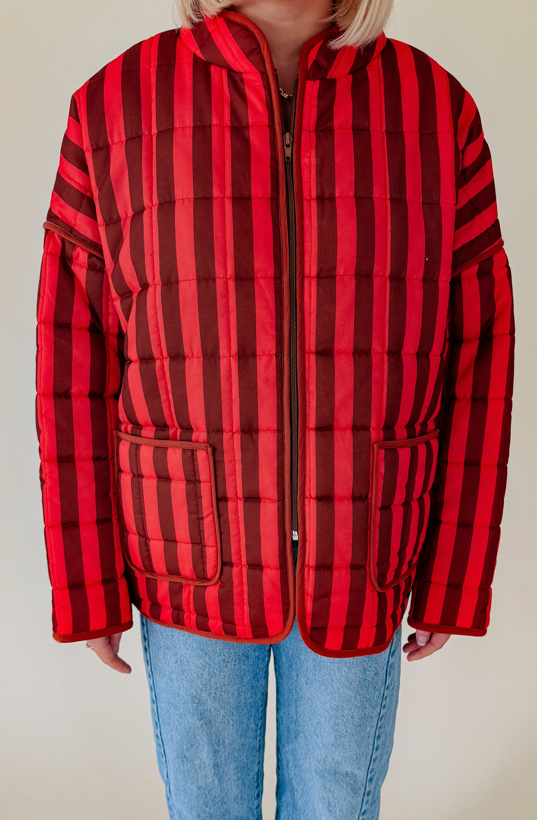 THE REAGAN STRIPED QUILTED JACKET