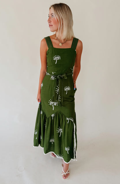 CIEBON SADIRA EMBROIDERED MIDI DRESS