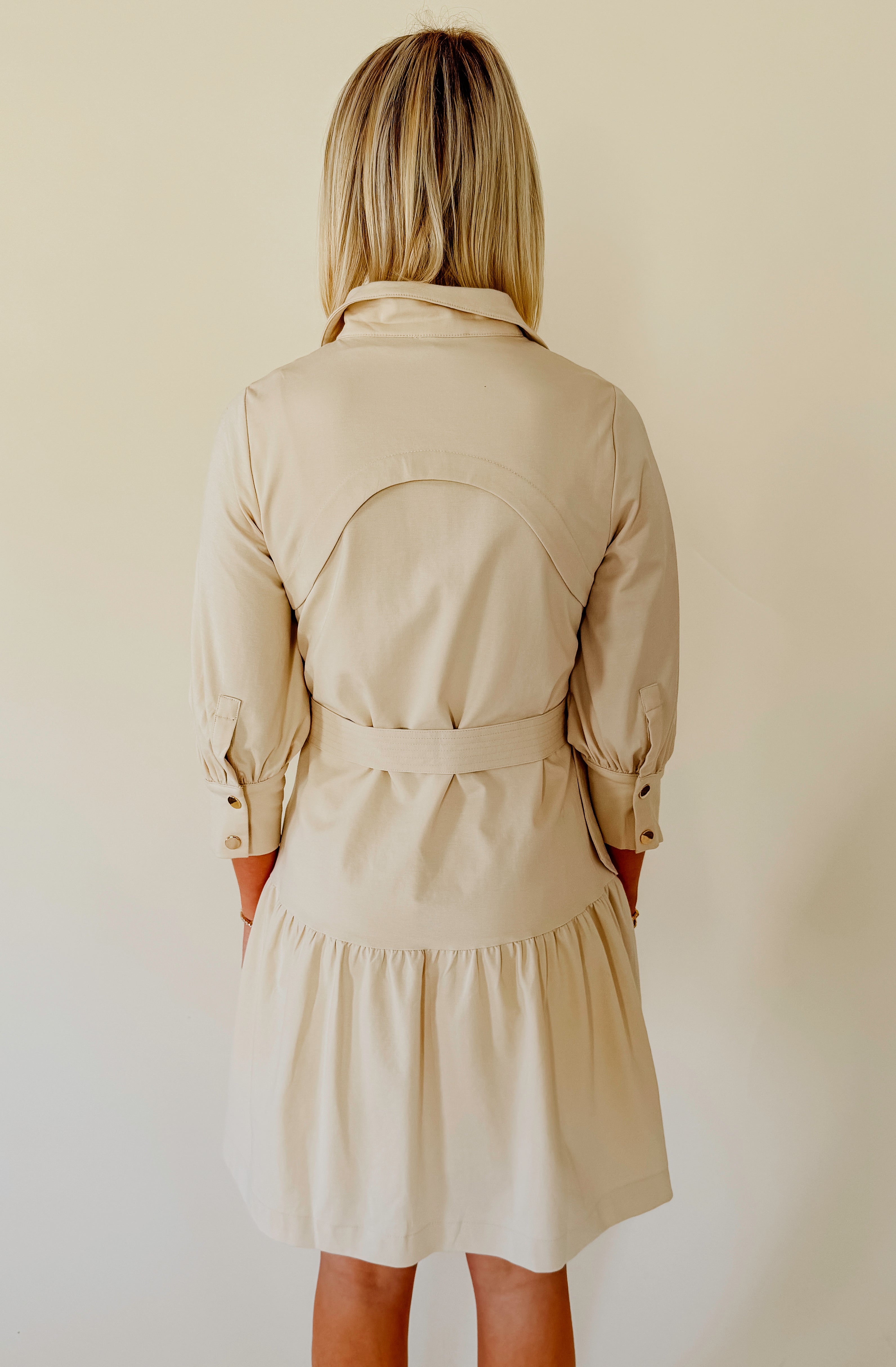 BOOKED SOLID BUTTONED DRESS