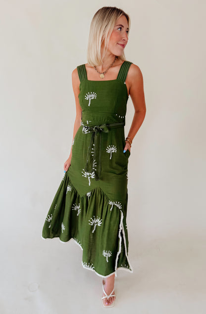 CIEBON SADIRA EMBROIDERED MIDI DRESS