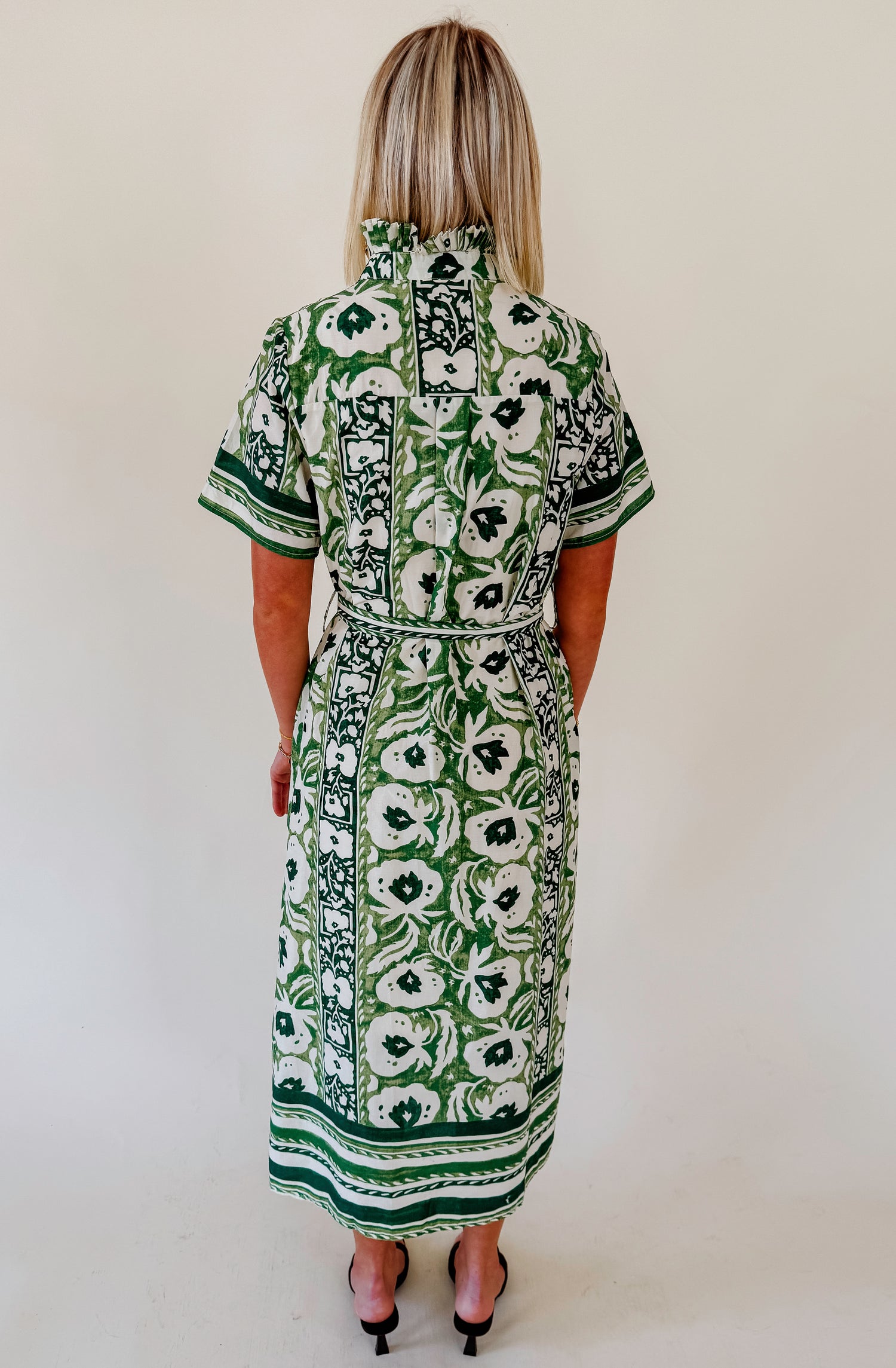TAKE ME AWAY BELTED MIDI DRESS