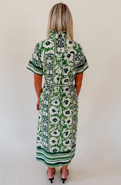 TAKE ME AWAY BELTED MIDI DRESS