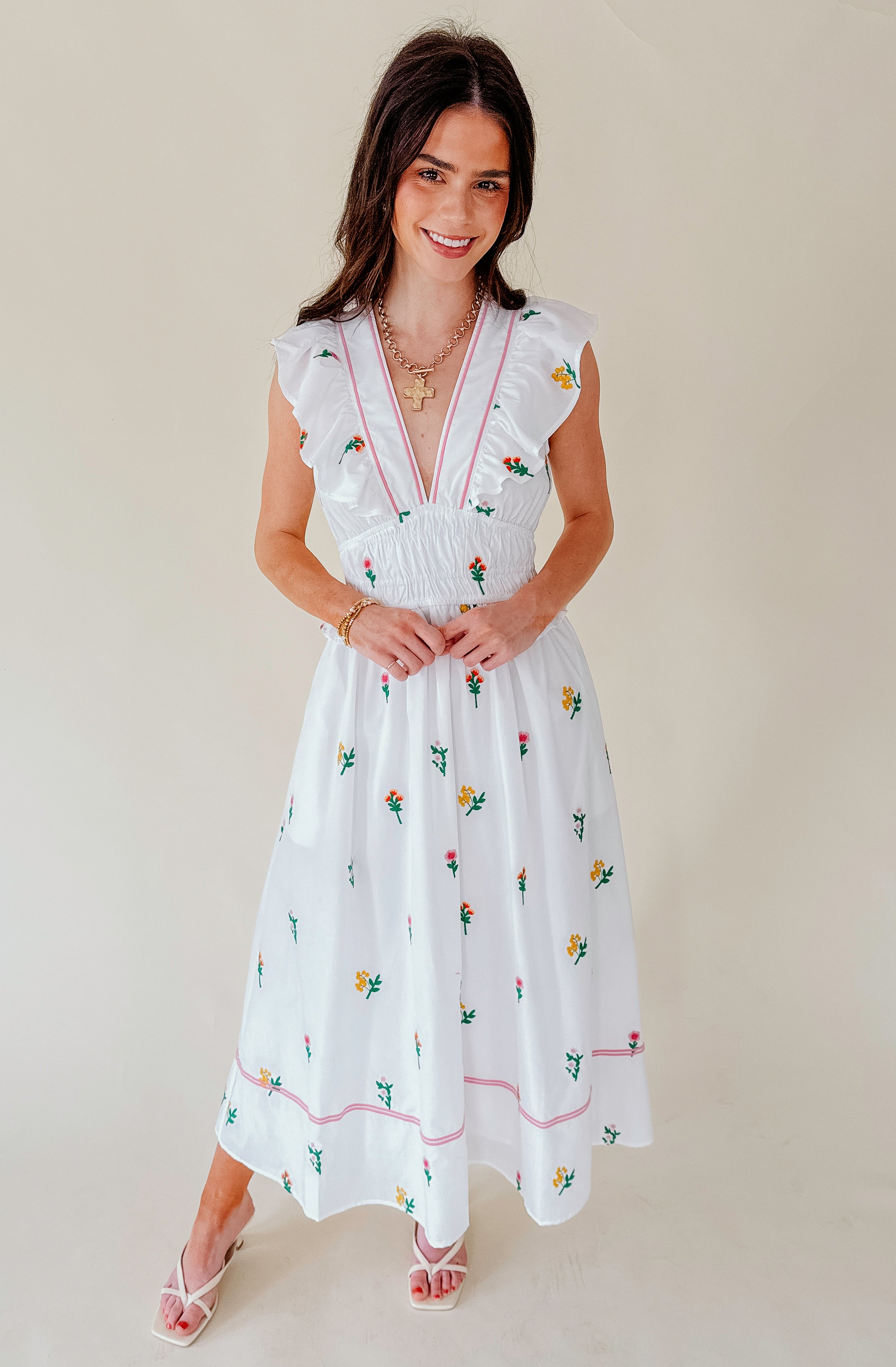 POWER PLAY EMBROIDERED MIDI