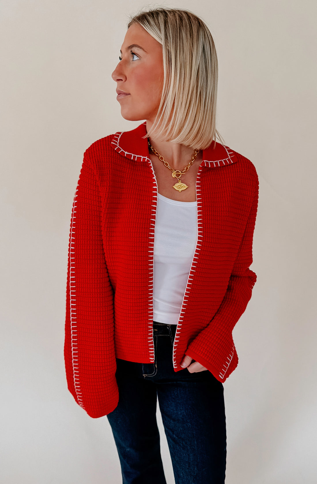 AMELIA WHIP STITCHED CARDIGAN