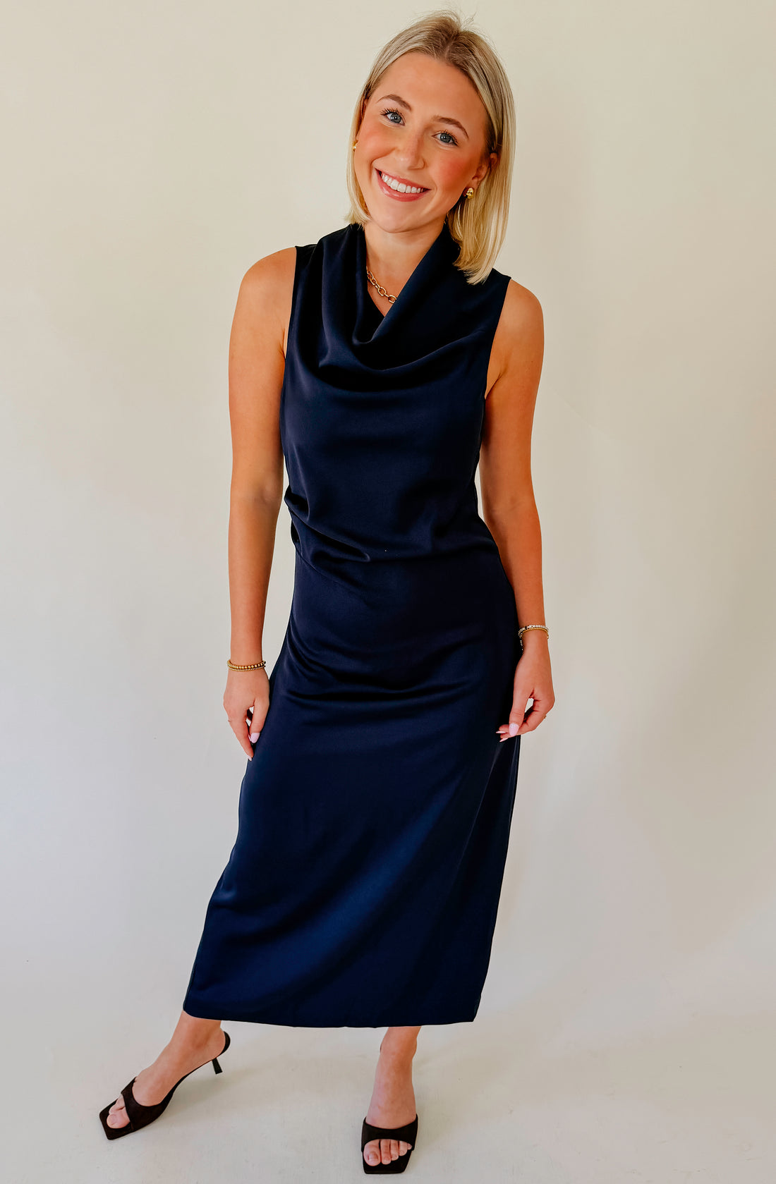 NIGHT OUT HIGH NECK MIDI DRESS