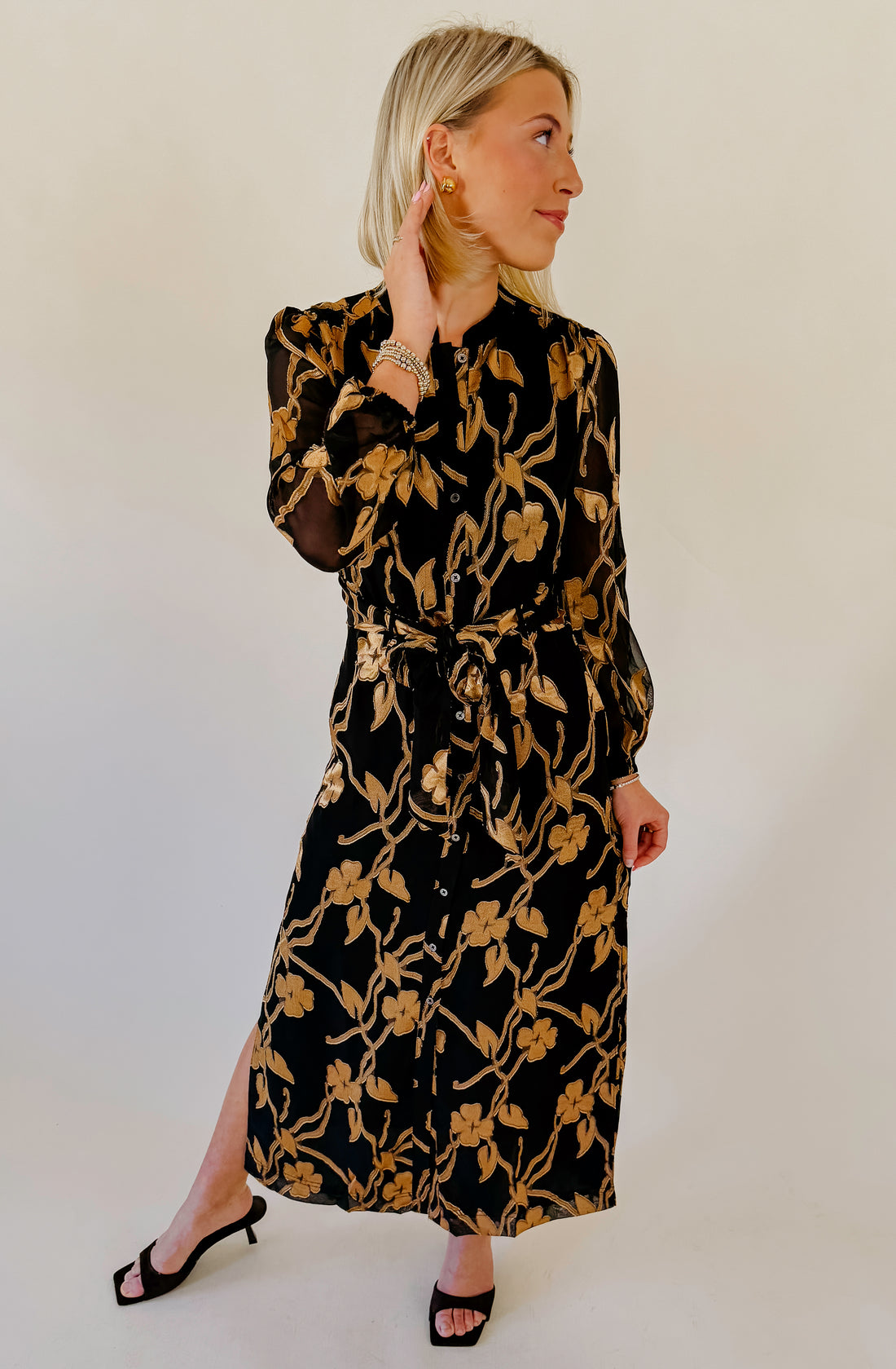SO GOLDEN TEXTURED MIDI DRESS
