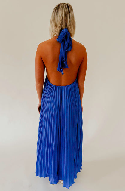 BLYTH PLEATED HALTER DRESS