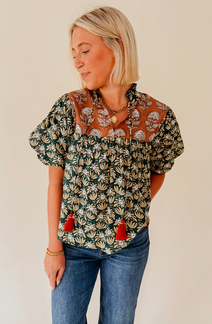 FEELS LIKE FALL PRINTED BLOUSE
