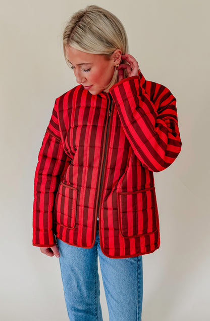 THE REAGAN STRIPED QUILTED JACKET