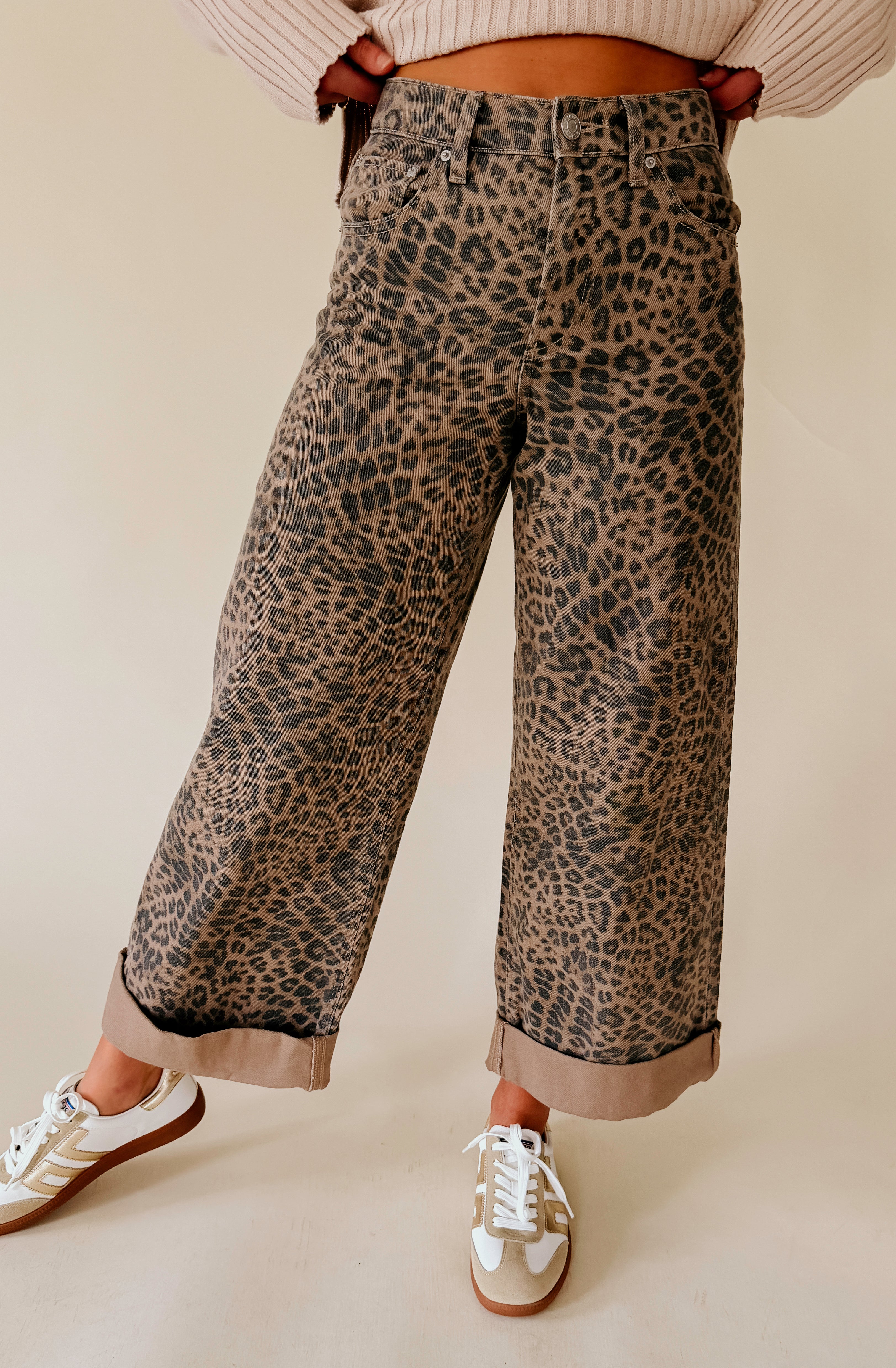 Z SUPPLY MARLI DENIM LEOPARD PANTS