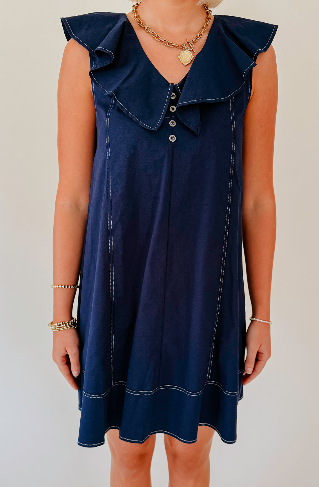 THE BLAKELY BUTTONED MINI DRESS