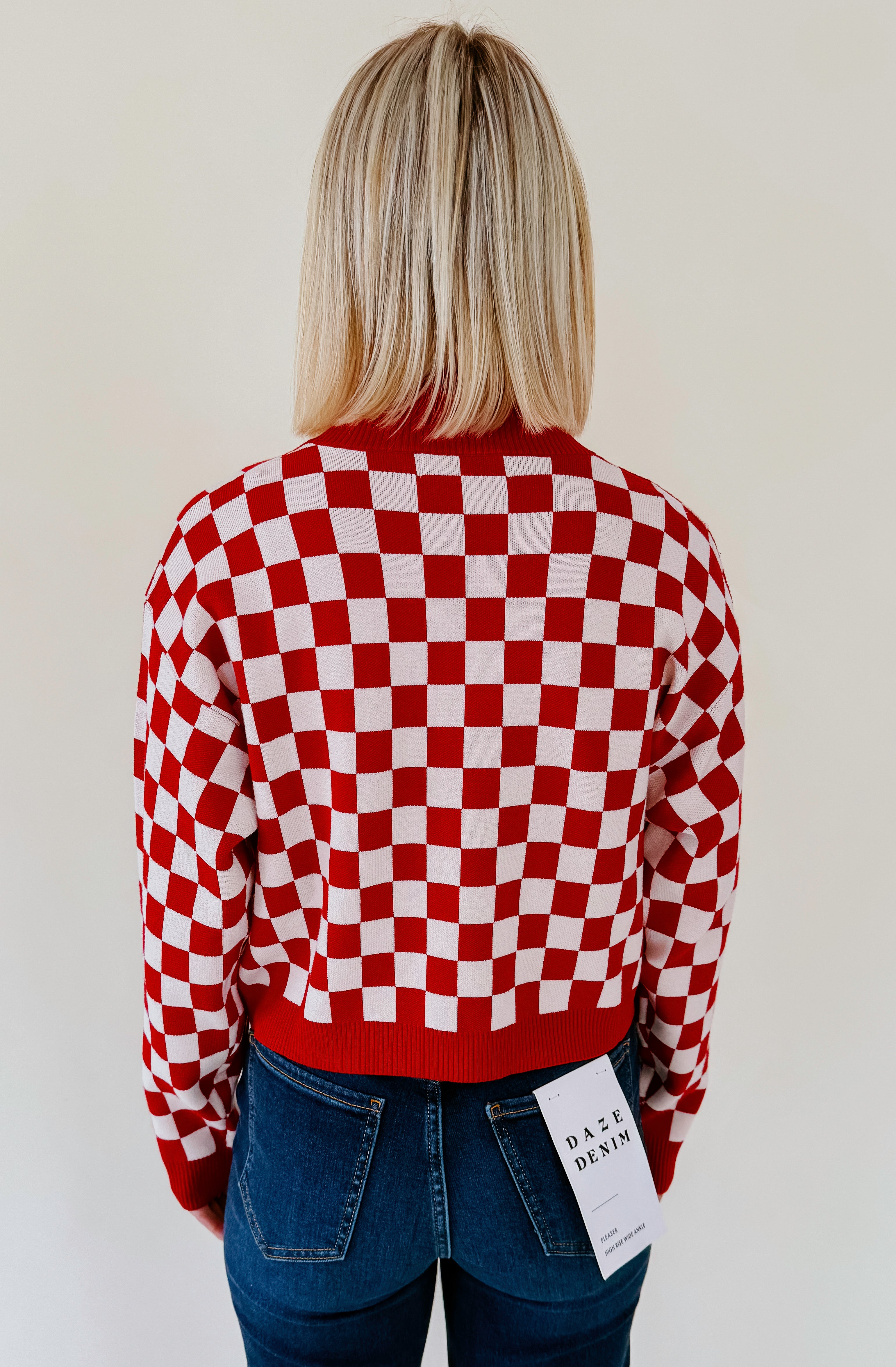 RAZORBACK CHECKERED CROP SWEATSHIRT
