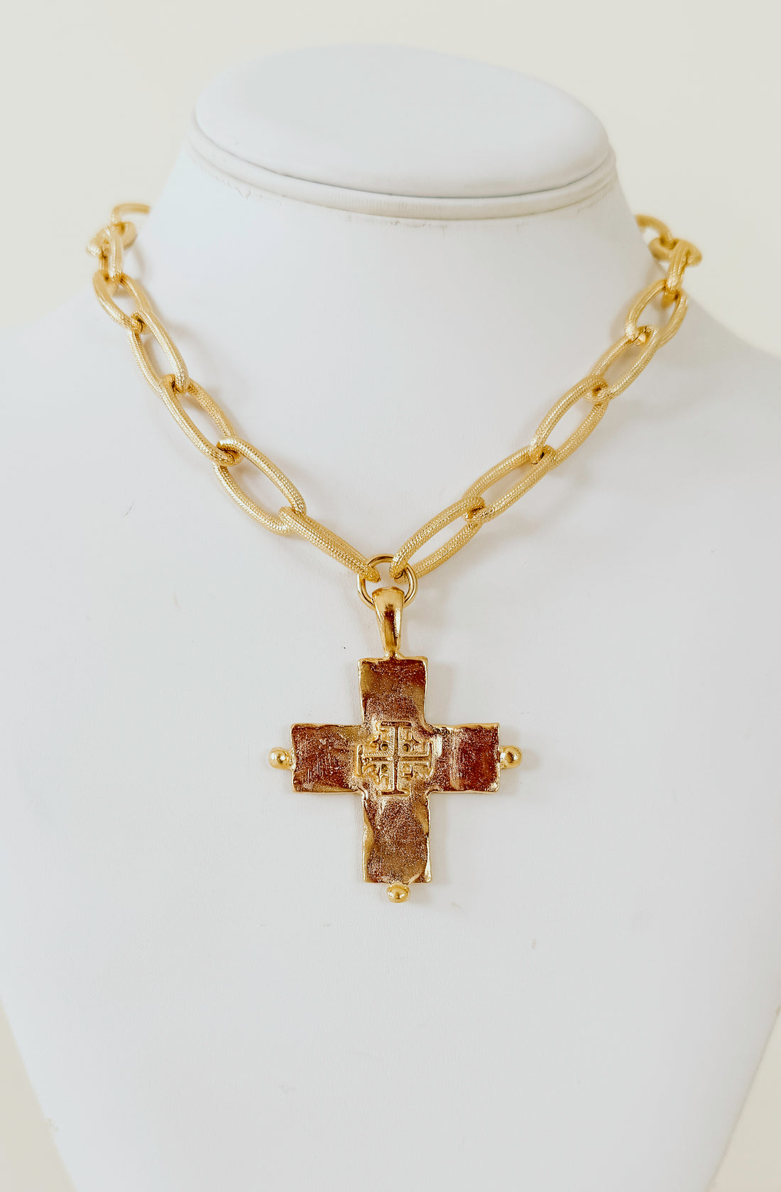 SUSAN SHAW JERUSALEM DOUBLE CROSS NECKLACE