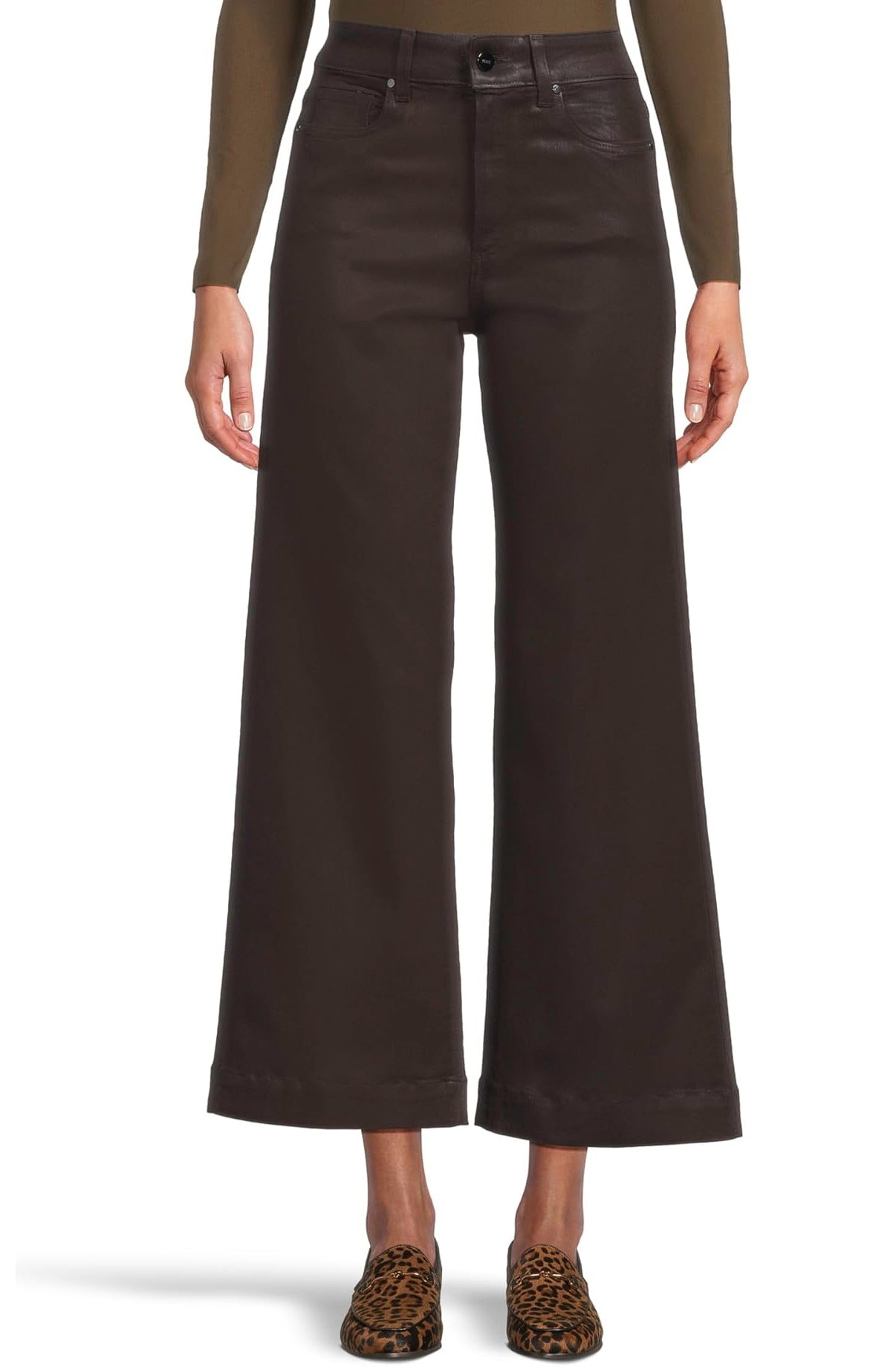 PAIGE ANESSA LUXE COATED DENIM IN CHICORY COFFEE