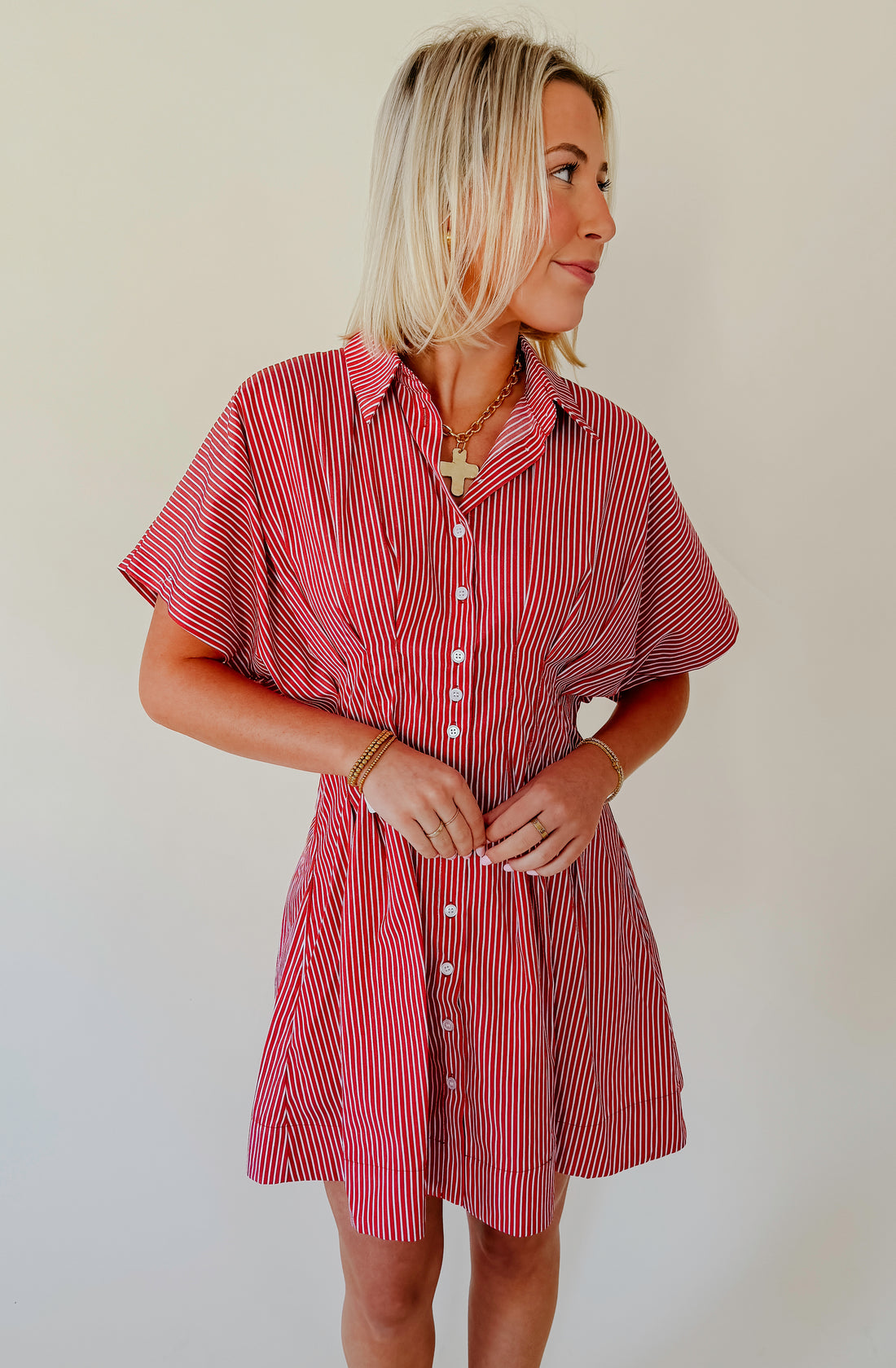 GAME TIME DECISION STRIPED DRESS
