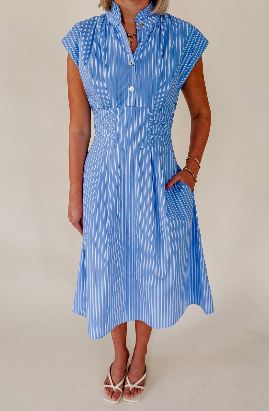 WINDY CITY STRIPED MIDI