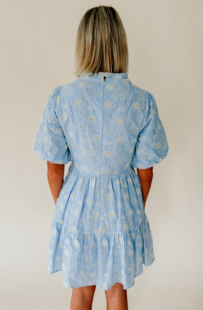 BLUE SKIES EMBROIDERED DRESS