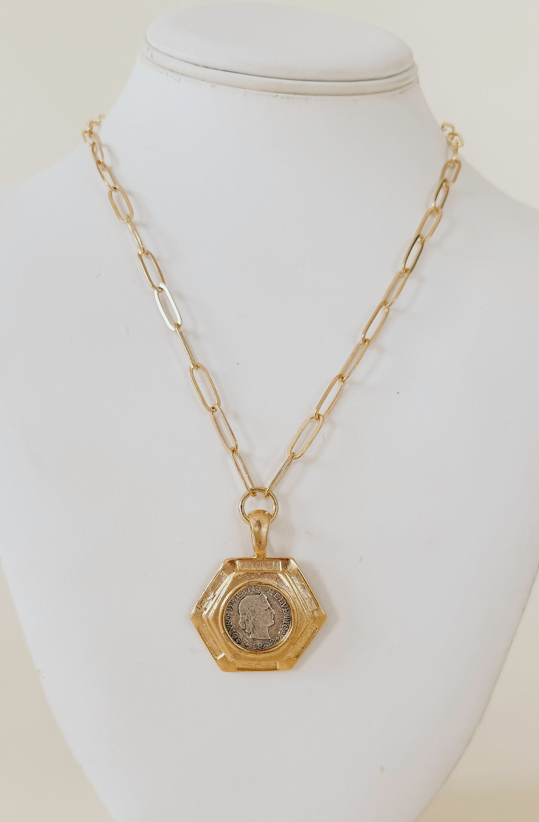 SUSAN SHAW SILVER FRANC PAPERCLIP NECKLACE
