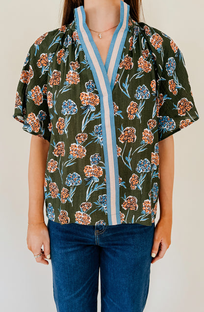 FALL MEETINGS PRINTED BLOUSE