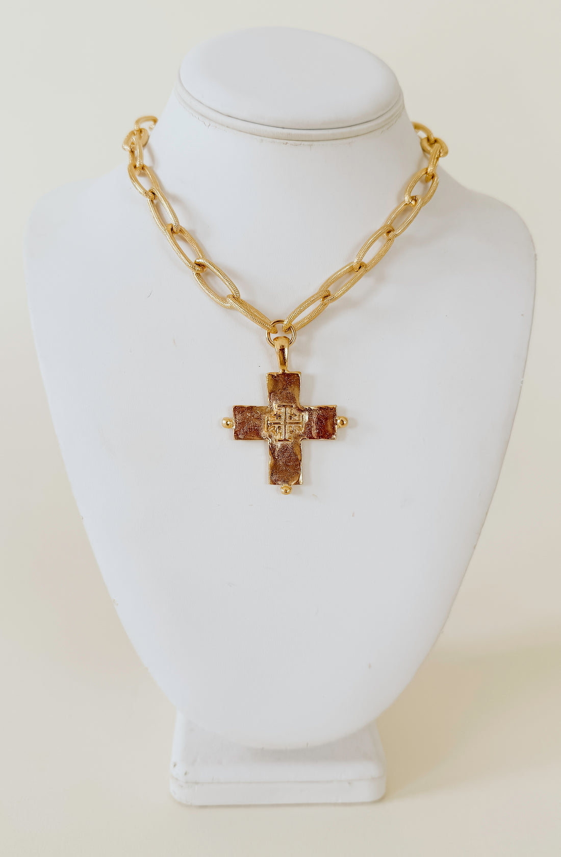 SUSAN SHAW JERUSALEM DOUBLE CROSS NECKLACE