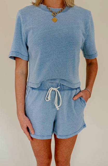 Z SUPPLY CURRAN KNIT DENIM SWEATSHIRT