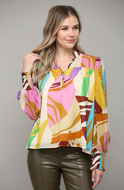 ON THE WILD SIDE BUTTONED BLOUSE
