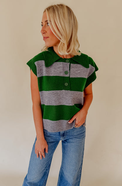 GREEN WITH ENVY STRIPED SWEATER TANK