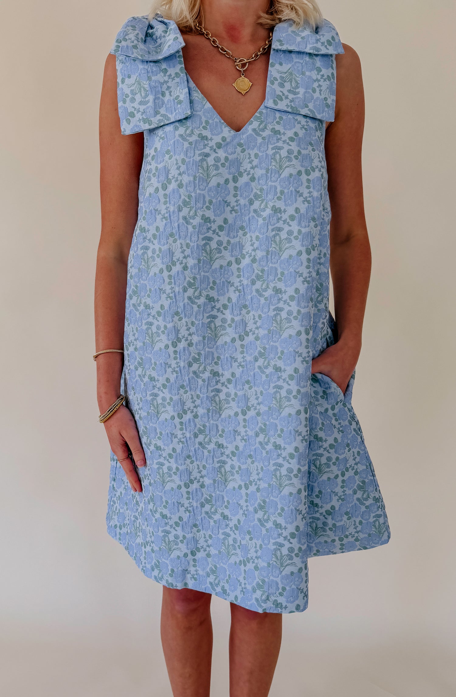 SUMMER IN FLORALS JACQUARD MINI DRESS