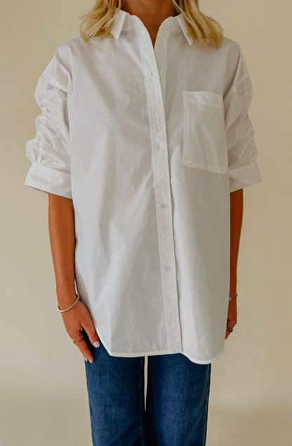 THE MIKAYLA LONG POPLIN BLEND BUTTON DOWN