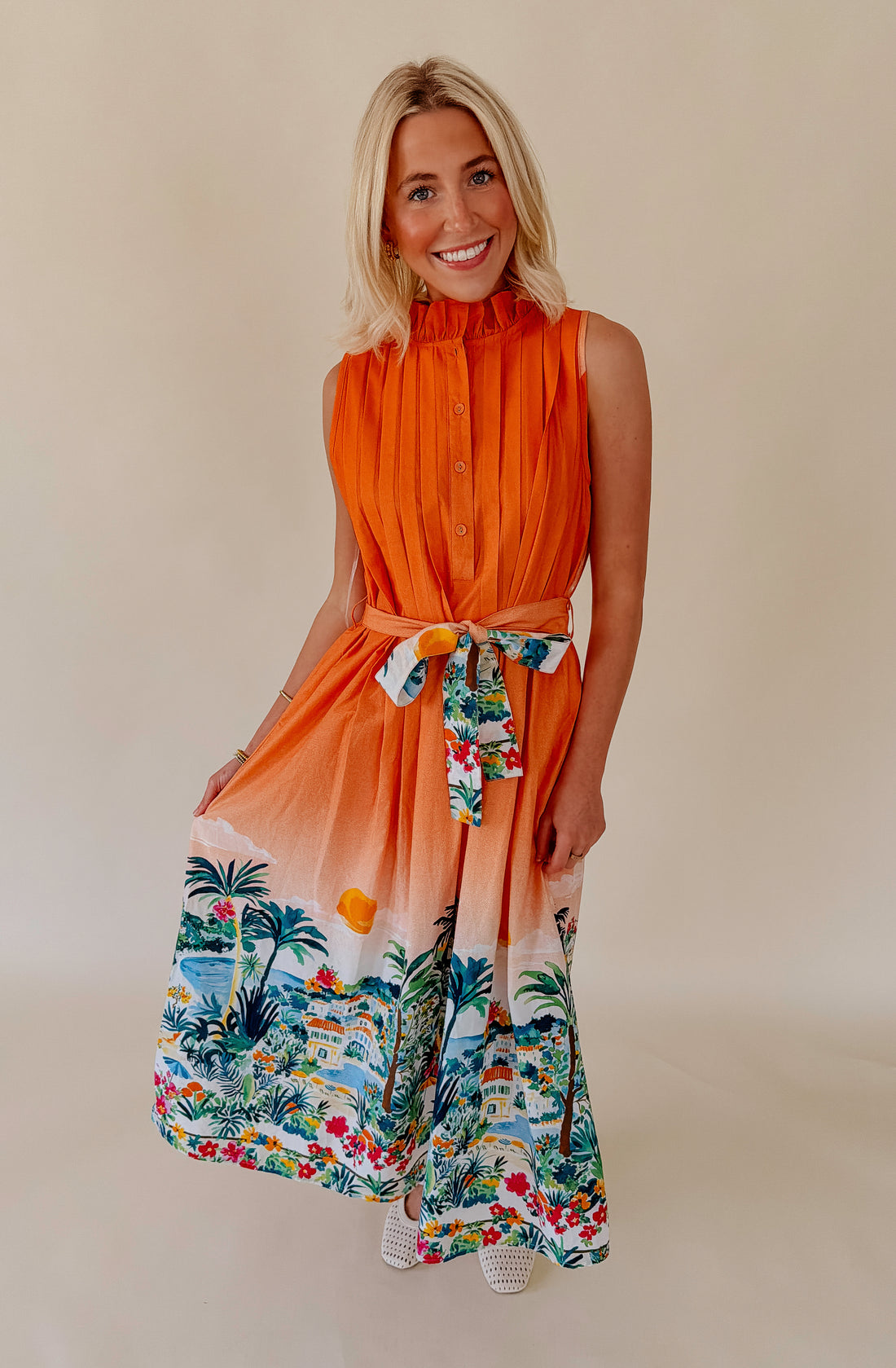 SUNSET NIGHTS BUTTONED MIDI DRESS
